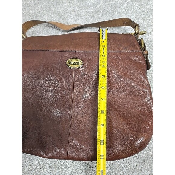 Fossil Long Live Cowhide Leather Fold Over Shoulder/Crossbody Bag Brown VINTAGE - Picture 9 of 11